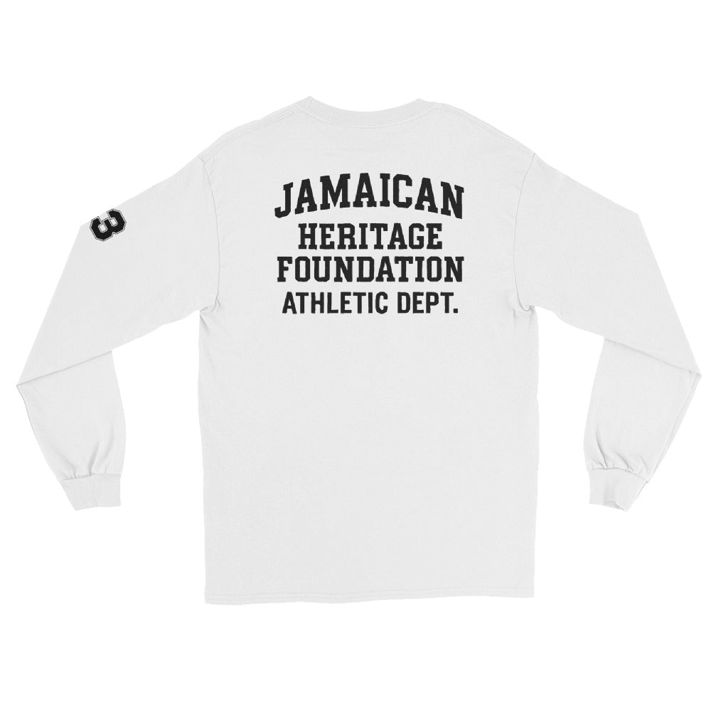 Jamaican Heritage Men’s Long Sleeve Shirt (White) - Chinchilla Choons